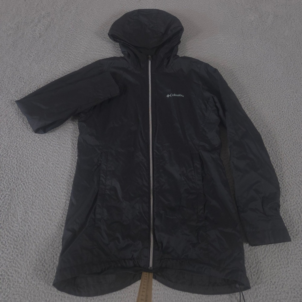 Columbia Jacket Women S Black Switchback Lined Long Softshell Hooded Windbreaker